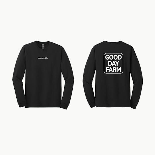 GOOD DAY FARM - GDF: Apparel | Plants Over Pills Long Sleeve T-Shirt | Black | 2XL - 1
