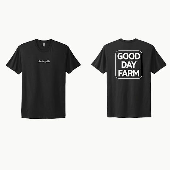 GOOD DAY FARM - GDF: Apparel | Plants Over Pills T-Shirt | Black | Small - 1