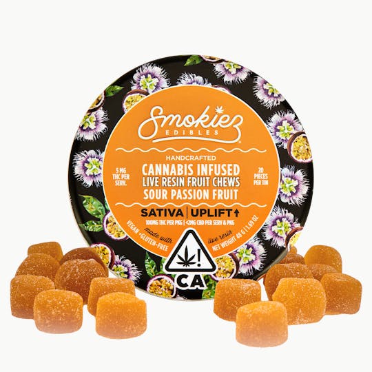 Smokiez Edibles - Sour Passion Fruit Sativa 100mg THC Live Resin Fruit Chews - CA - 1