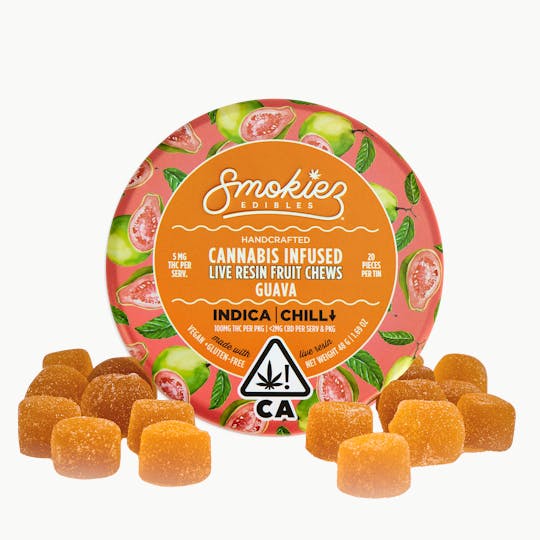 Smokiez Edibles - Guava Indica 100mg THC Live Resin Fruit Chews - CA - 1