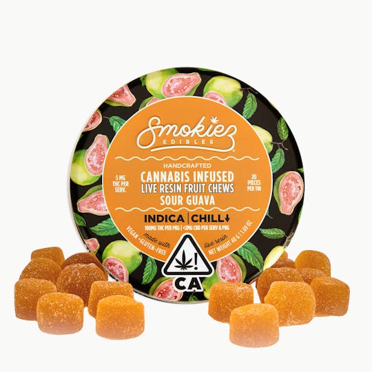 Smokiez Edibles - Sour Guava Indica 100mg THC Live Resin Fruit Chews - CA - 1