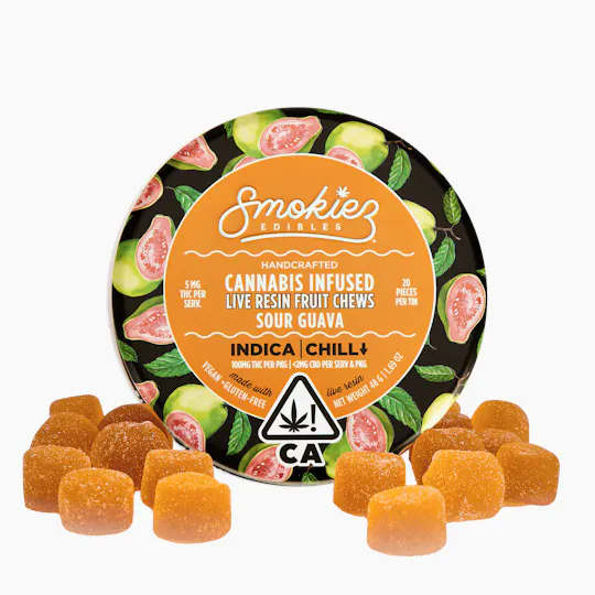 Smokiez Edibles - Sour Guava Live Resin Fruit Chews | 100mg | 20ct | 5mg/ea - 1