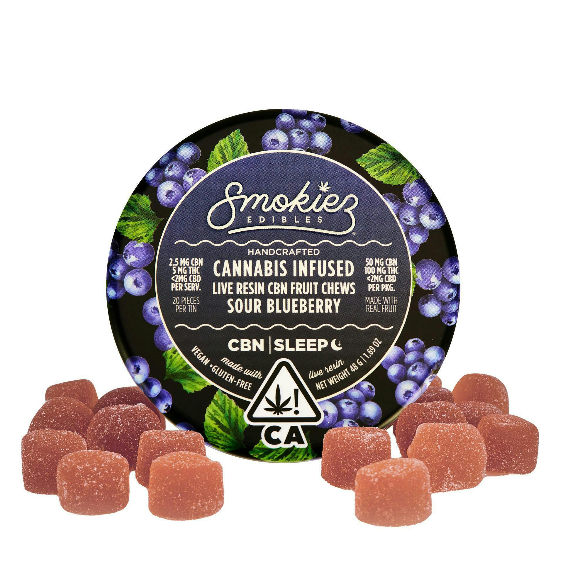 Smokiez Edibles - Sour Blueberry Live Resin Gummies 2:1 THC:CBD | 100mg | 20ct | 5mg/ea - 1