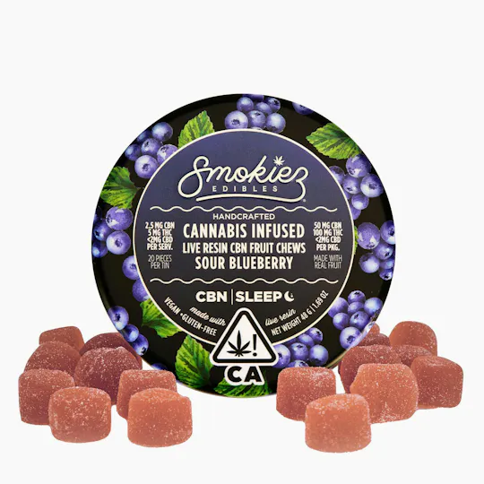 Smokiez Edibles - Sour Blueberry Live Resin Gummies 2:1 THC:CBD | 100mg | 20ct | 5mg/ea - 1