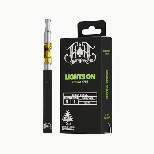 Heavy Hitters - Green Crack | Sativa - Lights On THCV Energy - 1G Vape Cartridge - 1