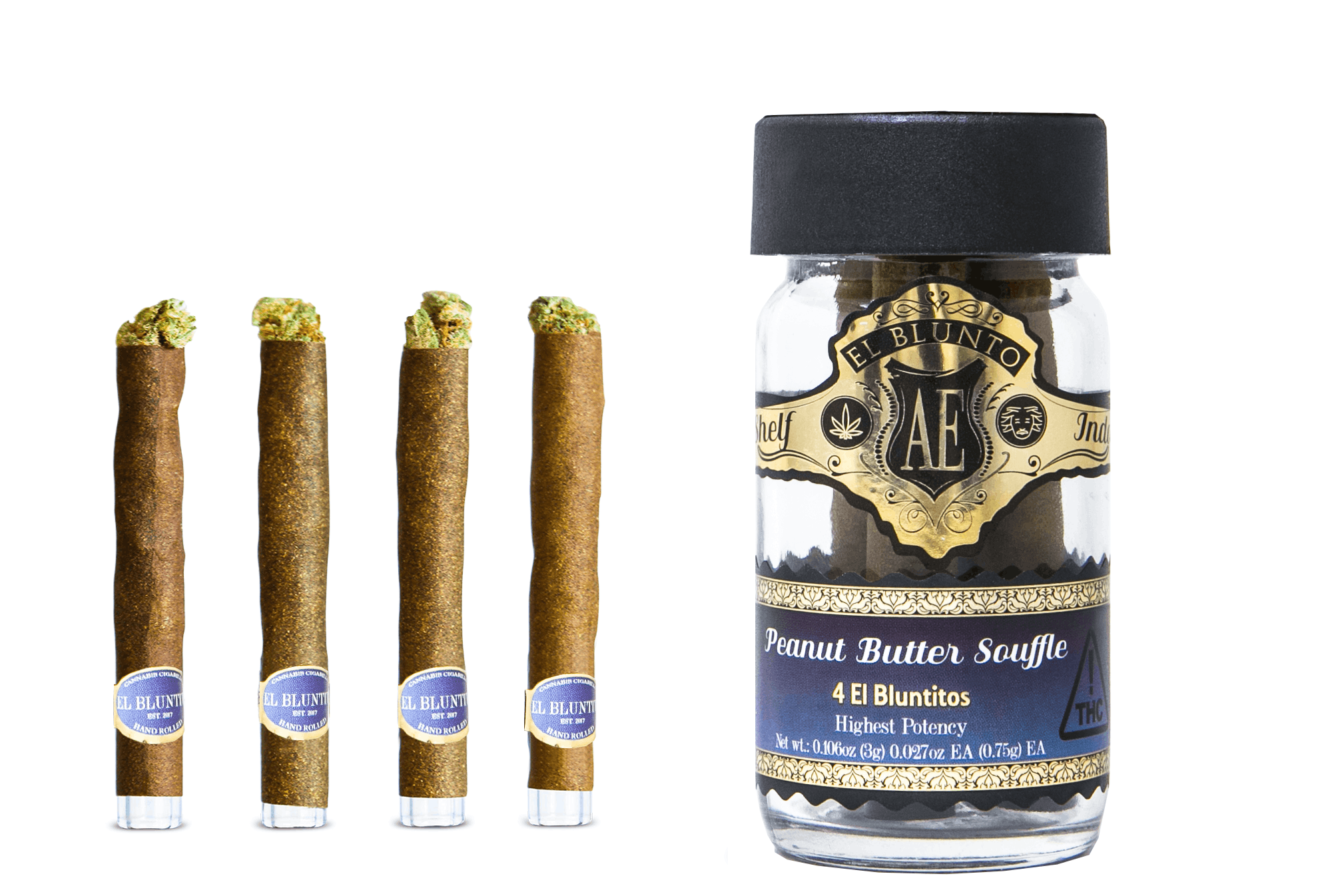 El Blunto by Albert Einstone's - El Bluntito - 4-Pack - Peanut Butter Souffle - 4 x .75G [Mini Blunt] - 1