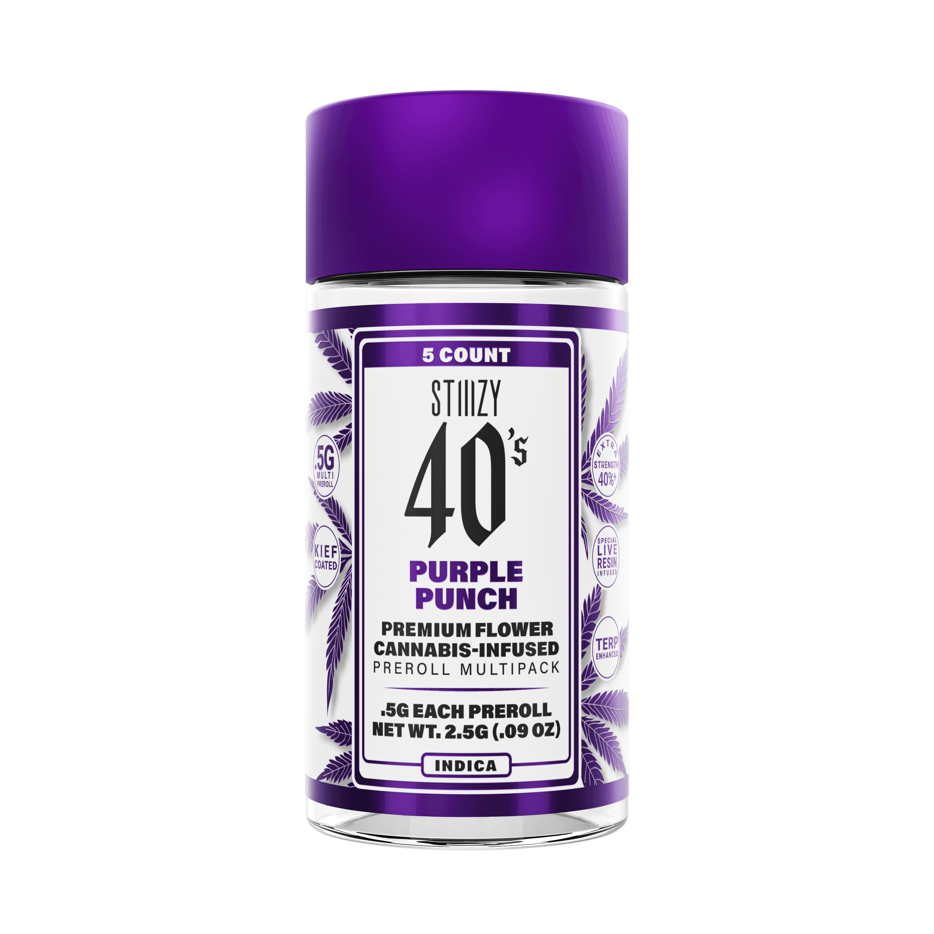 STIIIZY - - PURPLE PUNCH - .5G 40's Infused Preroll 5 Pack - 1