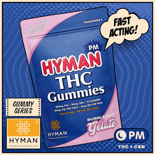HYMAN - Bubblegum Gelato | PM • Fast Acting 200mg Gummies | HYMAN | REC - 1