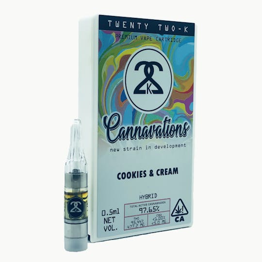 Twenty Two K / 22k - 22K - Cannavations - Cookies and Cream - 0.5ml Cartridge - 1