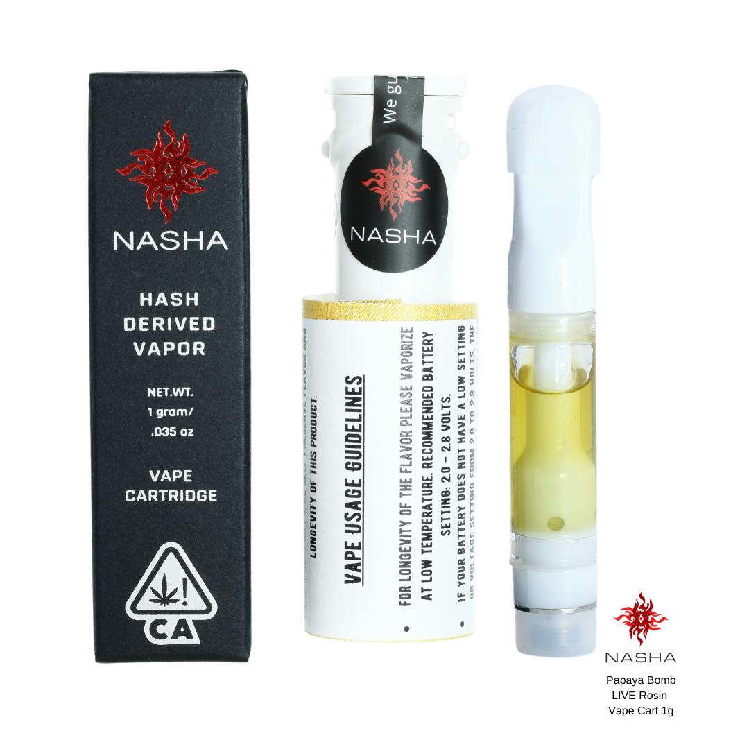 NASHA - Papaya Bomb Live Rosin Vape Cart 1g - 1