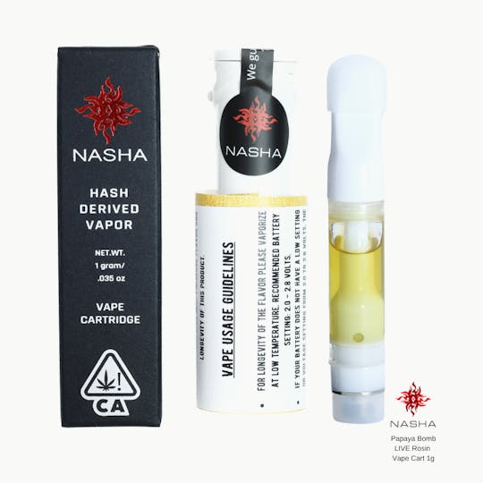 NASHA - Papaya Bomb Live Rosin Vape Cart 1g - 1