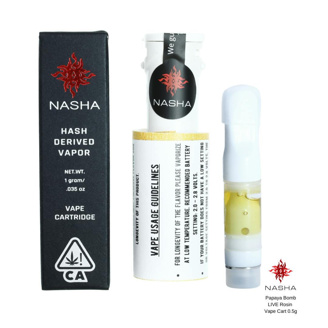 NASHA - Papaya Bomb Live Rosin Vape Cart 0.5g - 1
