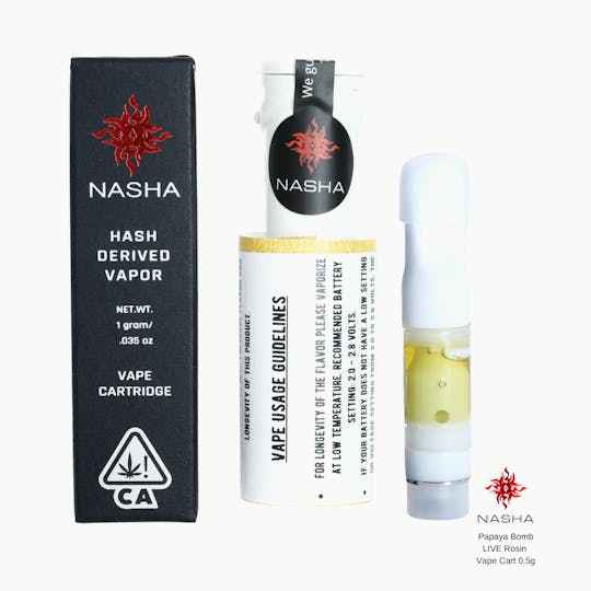 NASHA - Papaya Bomb Live Rosin Vape Cart 0.5g - 1