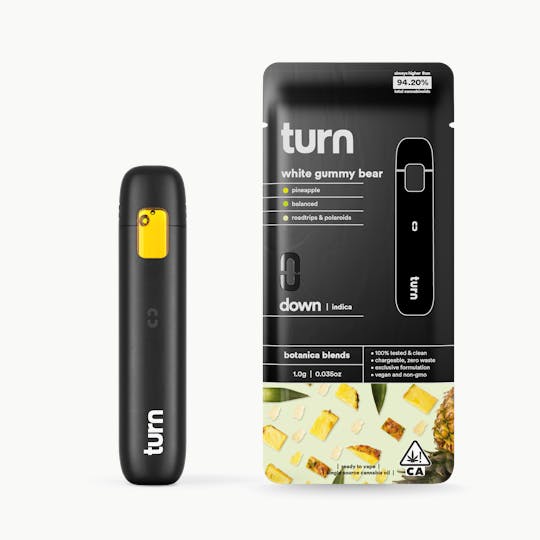 turn - 1.0g AIO | white gummy bear | botanica blends | down | - 1