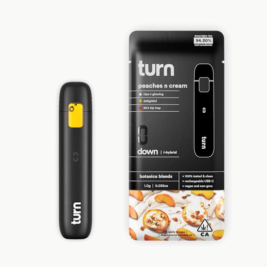 turn - 1.0g AIO | peaches n cream | botanica blends | down | - 1
