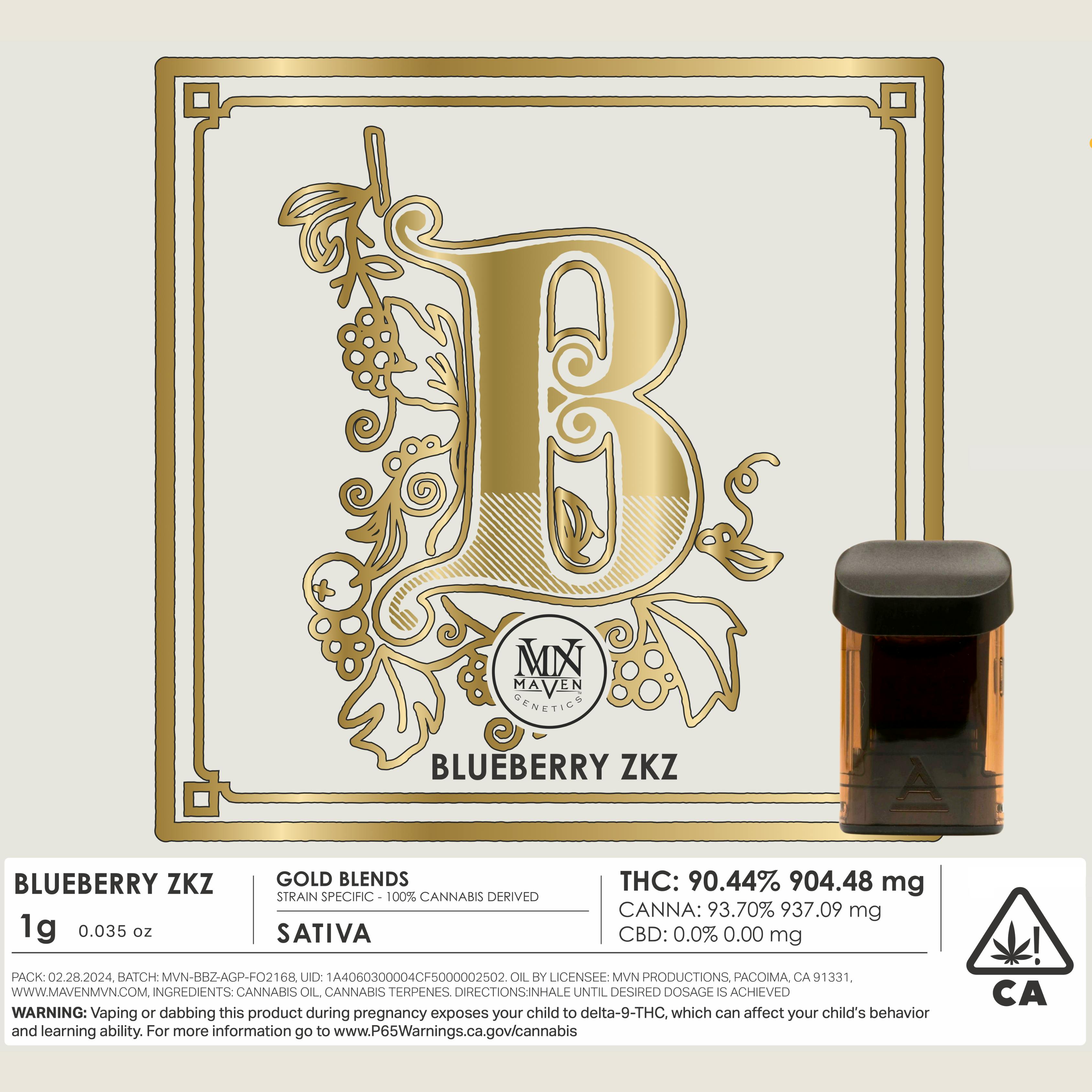 Maven Genetics - Blueberry Zkz Gold Blend Airgraft Pod [1g] - 1