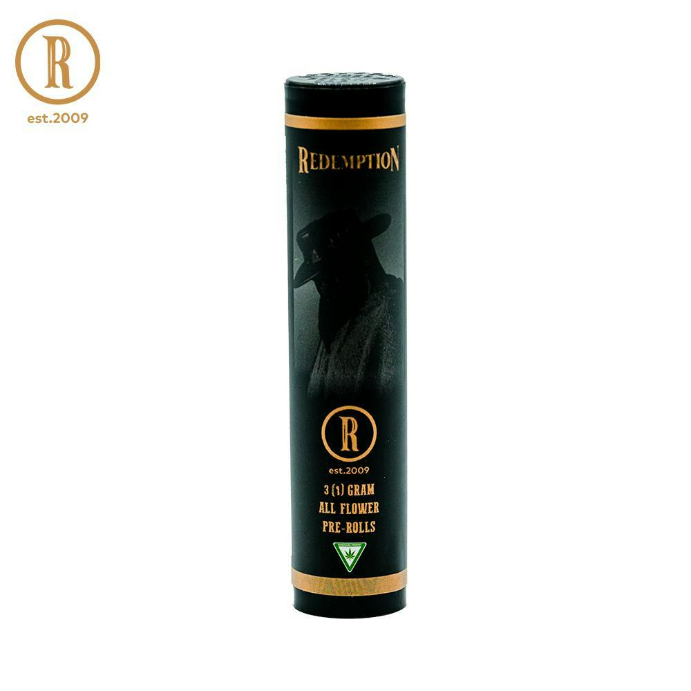 Redemption - Redemption | 3 Pack 1G Full Flower Prerolls - Wedding Cake - 1