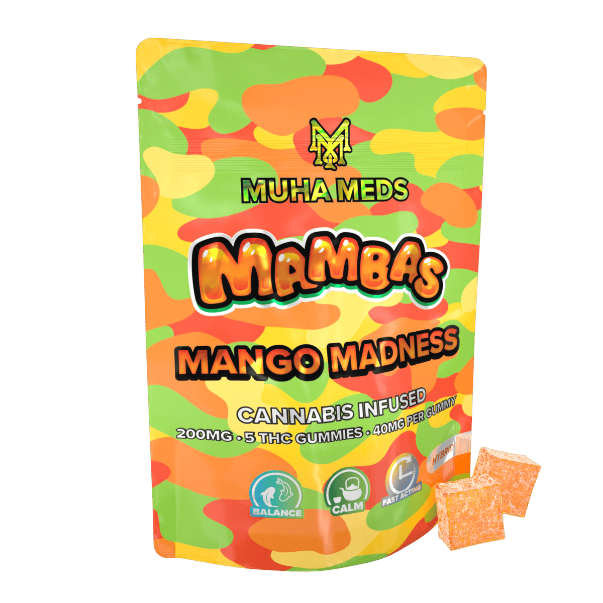 Muha Meds - Muha Meds | Mango Madness Gummies | 200mg | 5ct | 40mg/ea - 1