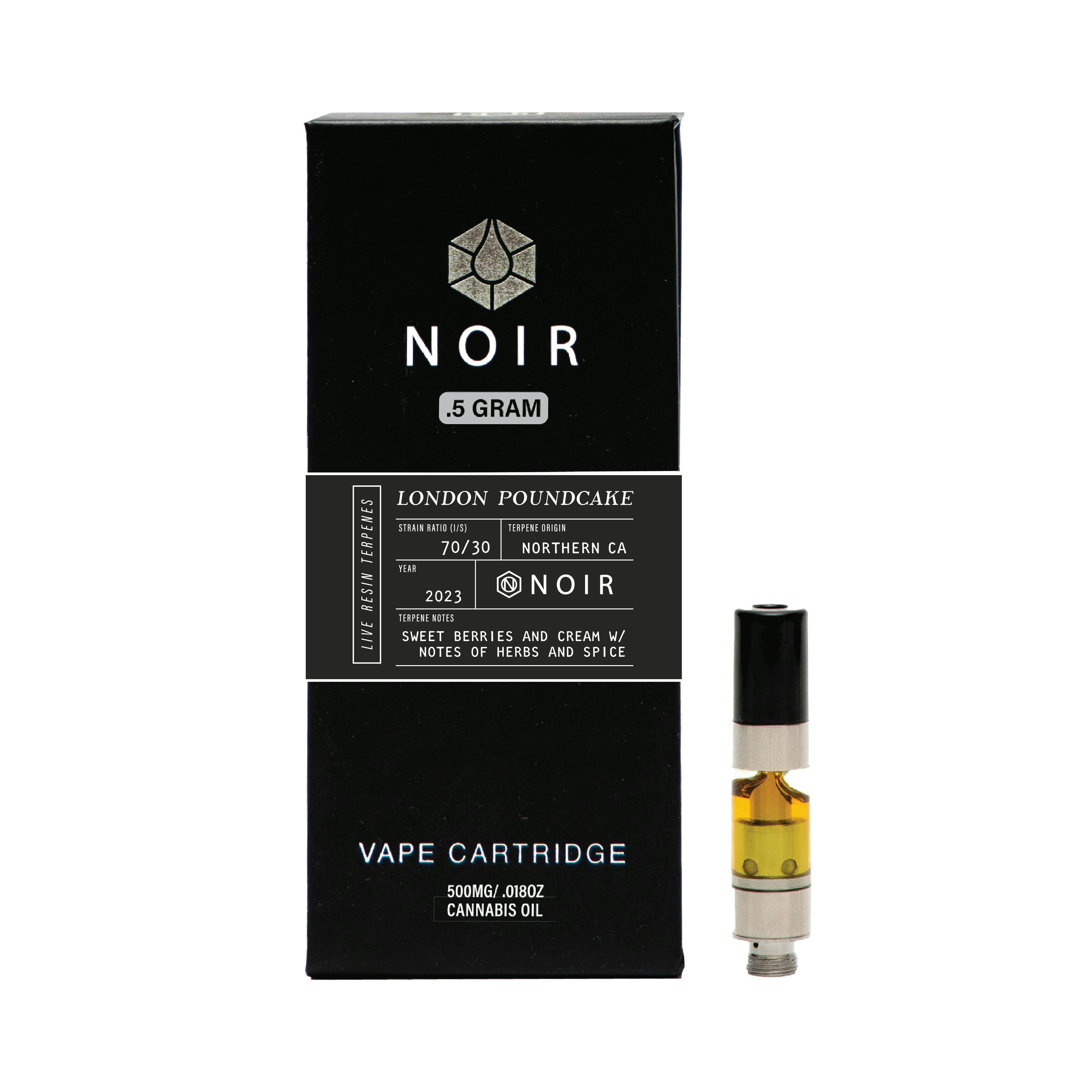 Timeless Vapes - London Poundcake | NOIR Live Resin Cartridge | 0.5g - 1