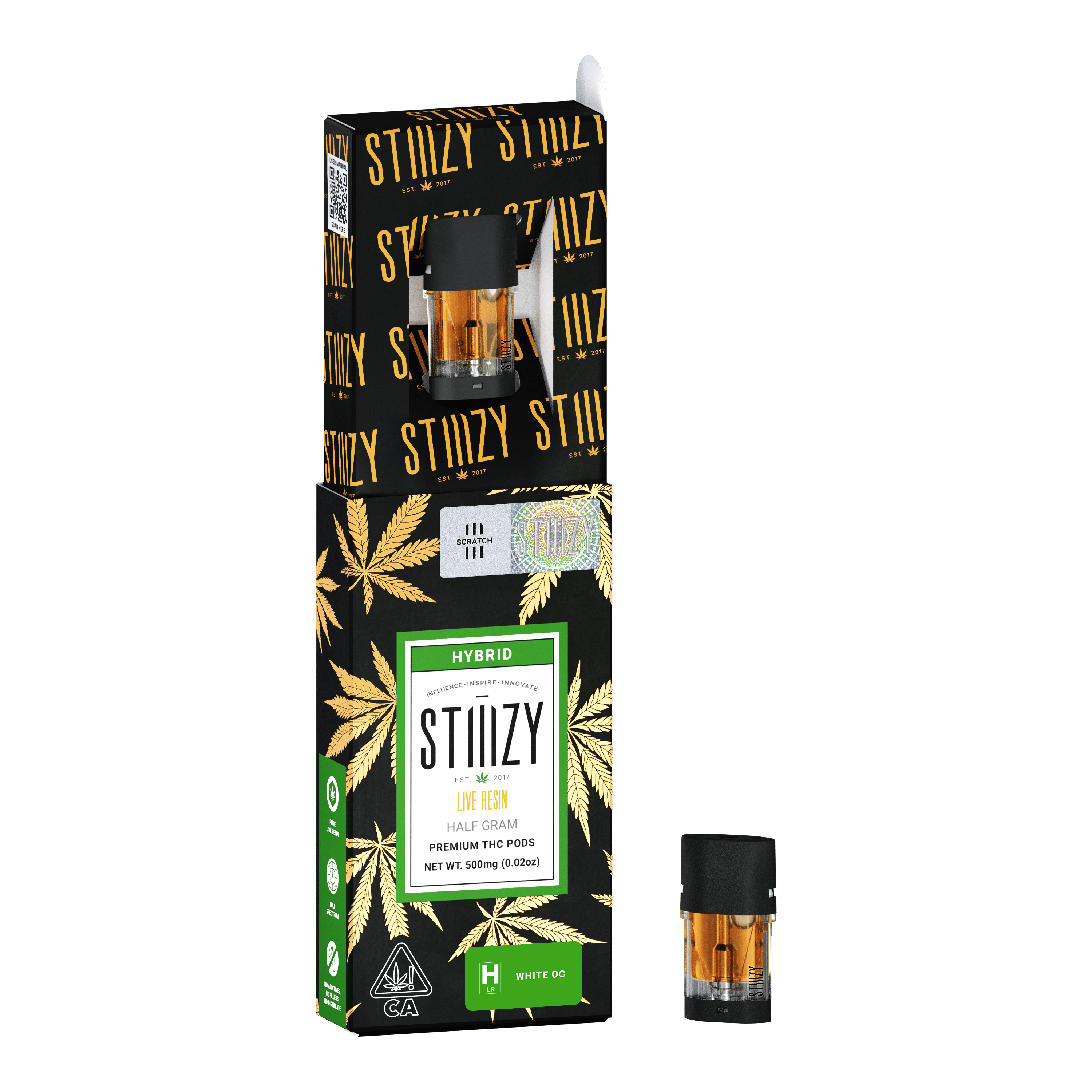 STIIIZY - Vape Cartridge - WHITE OG .5G Live Resin Pod - STIIIZY - 1