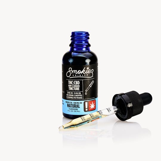 Smokiez Edibles - 1:1 CBD:THC Natural 1000mg CBD:1000mg THC Cannabis Tincture - 1