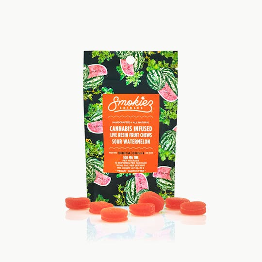 Smokiez Edibles - Sour Watermelon Indica 100mg Live Resin Fruit Chews - AZ - 1