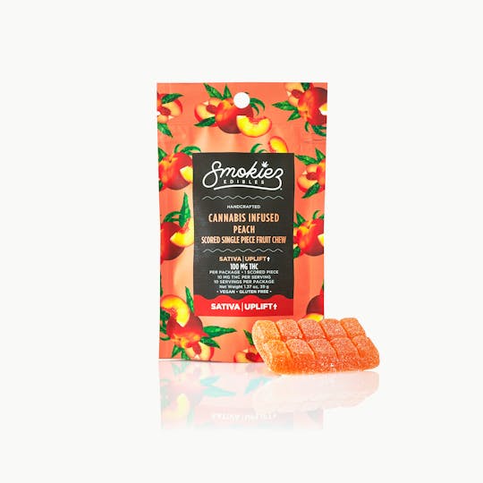 Smokiez Edibles - Sativa Peach 100mg THC Fruit Chews - Scored Single Piece - AZ - 1