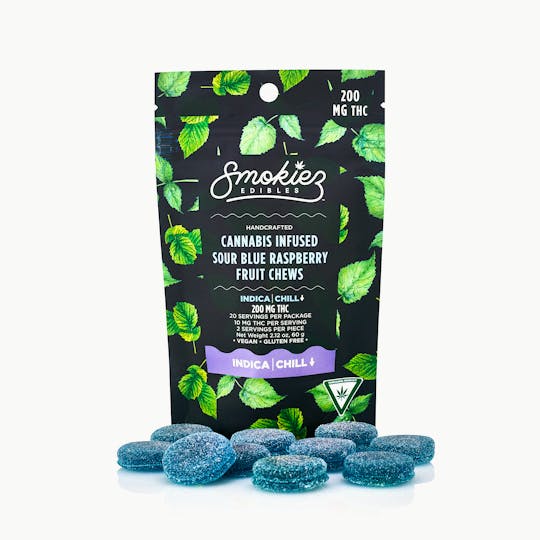Smokiez Edibles - Sour Blue Raspberry | Indica Chill | 200mg THC Fruit Chews - MI - 1
