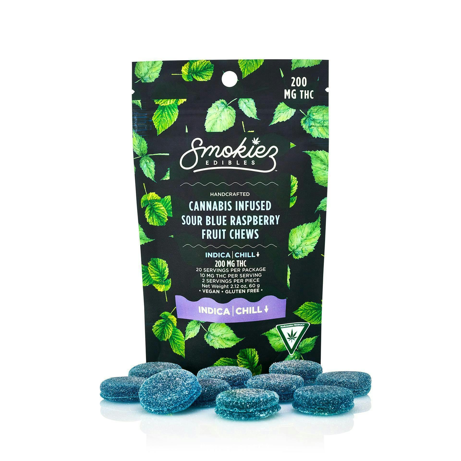 Smokiez Edibles - Sour Blue Raspberry Fruit Chews | 200mg | 20ct | 10mg/ea - 1