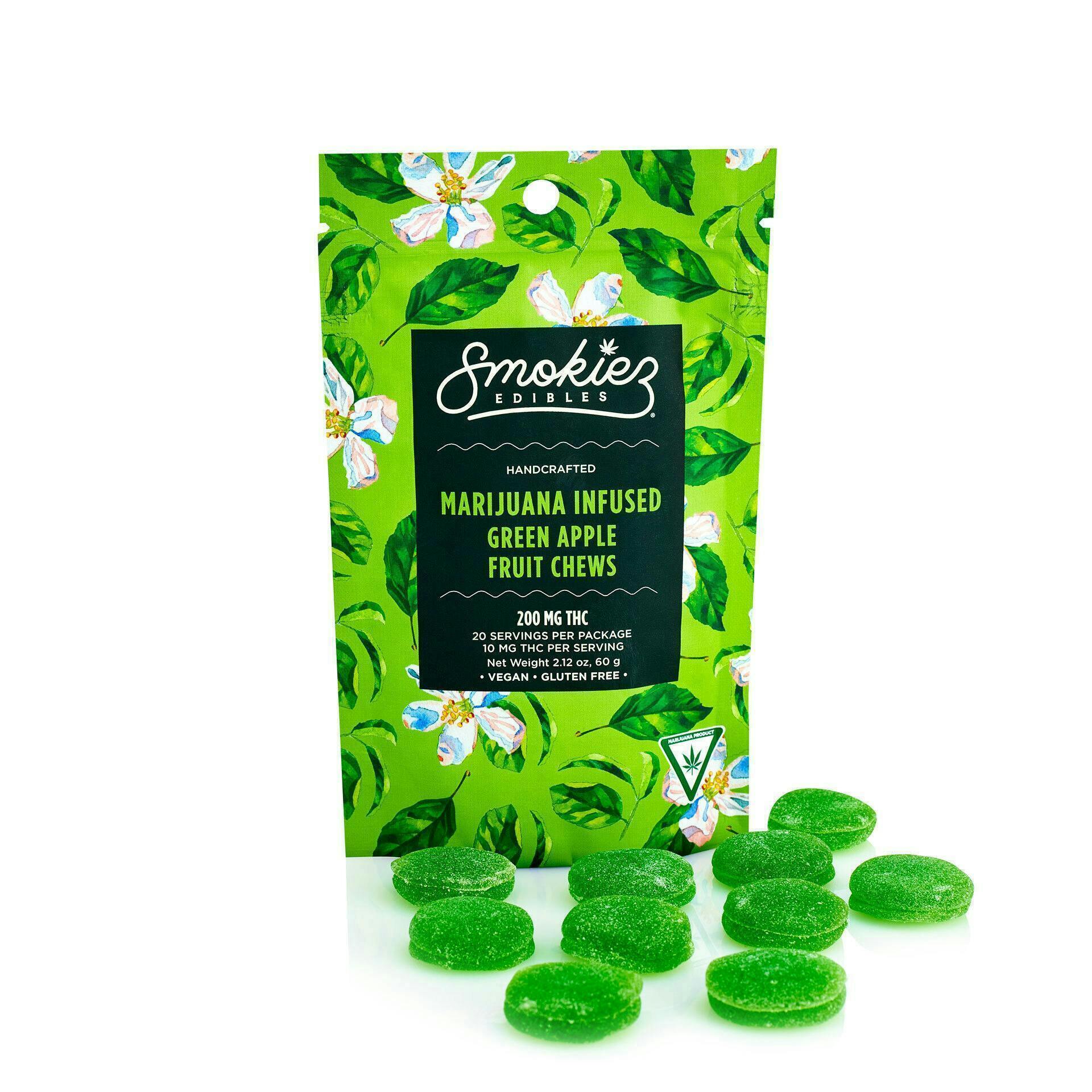 Smokiez Edibles - Green Apple Fruit Chews | 200mg | 10ct | 20ct | 10mg/ea - 1