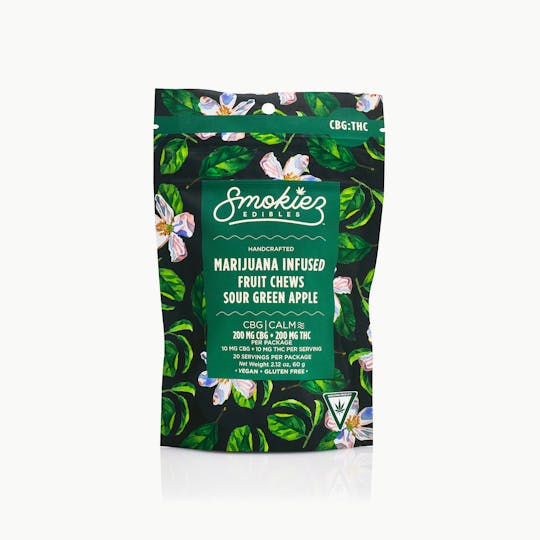 Smokiez Edibles - Sour Green Apple 200mg CBG : 200mg THC Fruit Chews - MI - 1