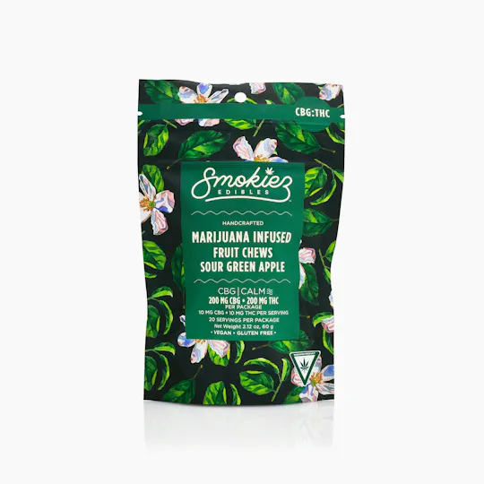 Smokiez Edibles - Sour Green Apple Fruit Chews THC:CBG 1:1 | 200mg | 20ct | 10mg/ea - 1
