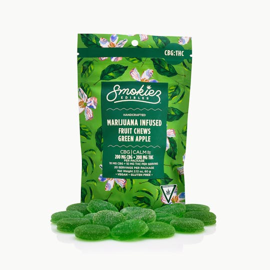 Smokiez Edibles - Green Apple 200mg CBG : 200mg THC Fruit Chews - MI - 1