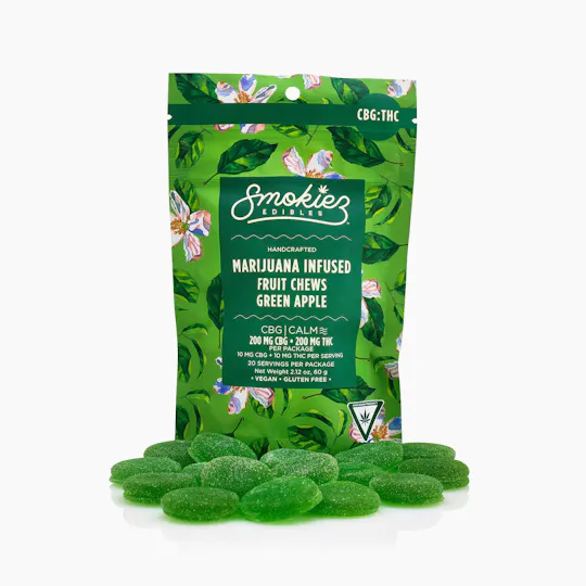 Smokiez Edibles - Green Apple Fruit Chews THC:CBG 1:1 | 200mg | 20ct | 10mg/ea - 1