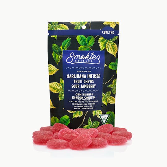 Smokiez Edibles - Sour Jamberry 200mg CBN : 200mg THC Fruit Chews - MI - 1