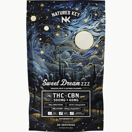 Natures Key - Sweet Dreamzzz | 500MG THC | 40MG Melatonin | Indica | Dragonfruit - 1