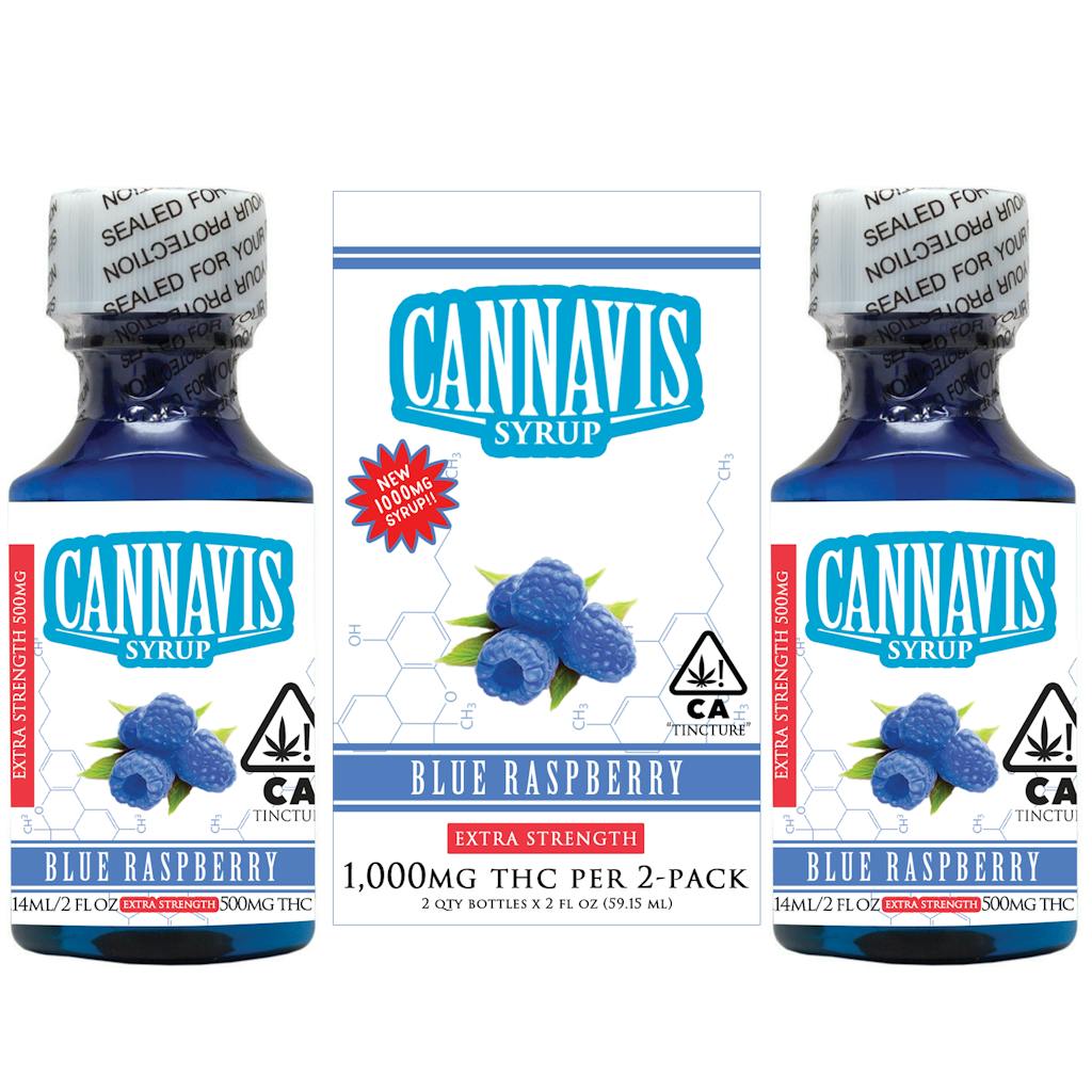 1,000MG Blue Raspberry Syrup Tincture Box (2pk) - Cannavis