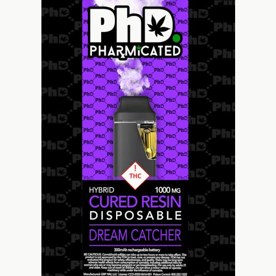 Pharmicated - PhD Disposable Cured Resin Vape Cart - Dreamcatcher (H) - 1
