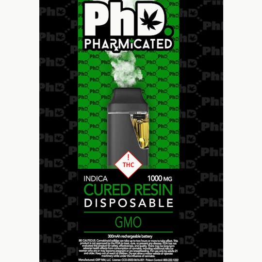 Pharmicated - PhD Disposable Cured Resin Vape Cart - GMO (I) - 1
