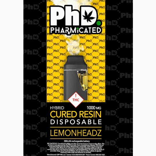 Pharmicated - PhD Disposable Cured Resin Vape Cart - Lemonheadz (I) - 1