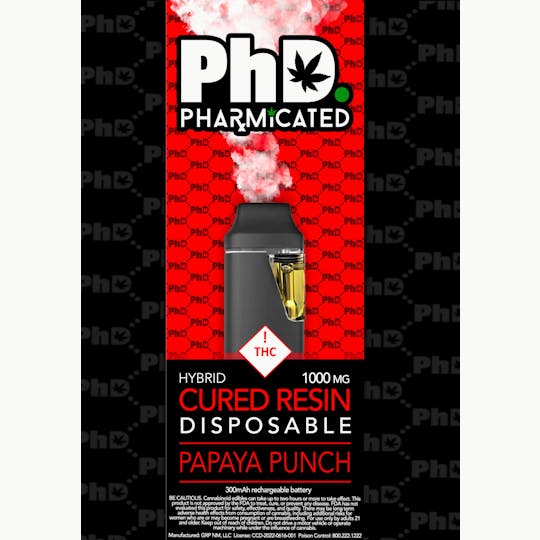 Pharmicated - PhD Disposable Cured Resin Vape Cart - Papaya Punch (H) - 1
