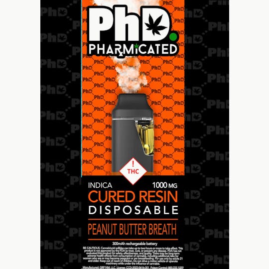Pharmicated - PhD Disposable Cured Resin Vape Cart - Peanut Butter Breath (H) - 1