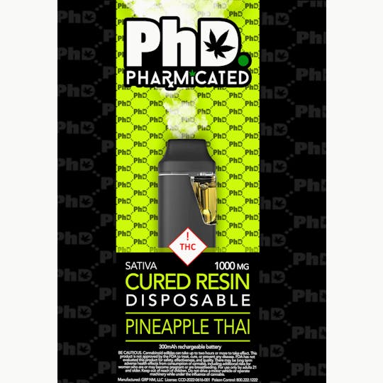 Pharmicated - PhD Disposable Cured Resin Vape Cart - Pineapple Thai (S) - 1