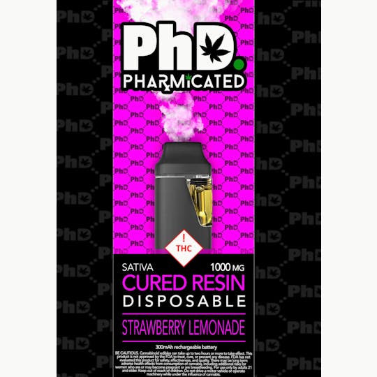 Pharmicated - PhD Disposable Cured Resin Vape Cart - Strawberry Lemonade (I) - 1