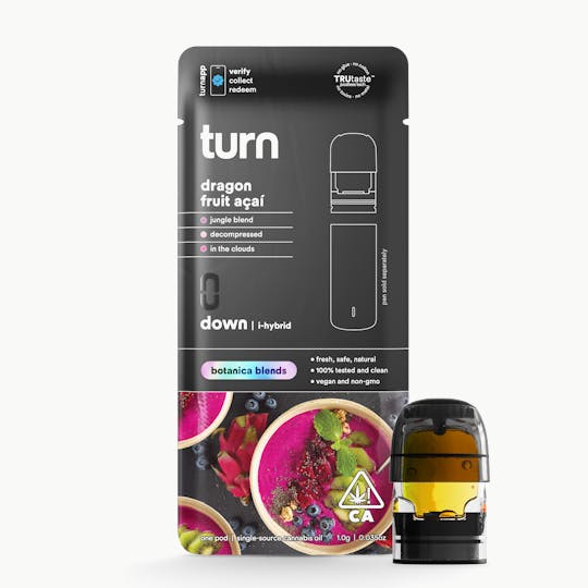 turn - 1.0g pod | dragon fruit açaí | botanica blends | down | - 1