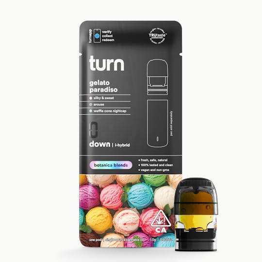 turn - 1.0g pod | gelato paradiso | botanica blends | down | - 1