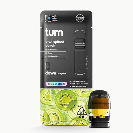 turn - 1.0g pod | kiwi spiked punch | botanica blends | down | - 1