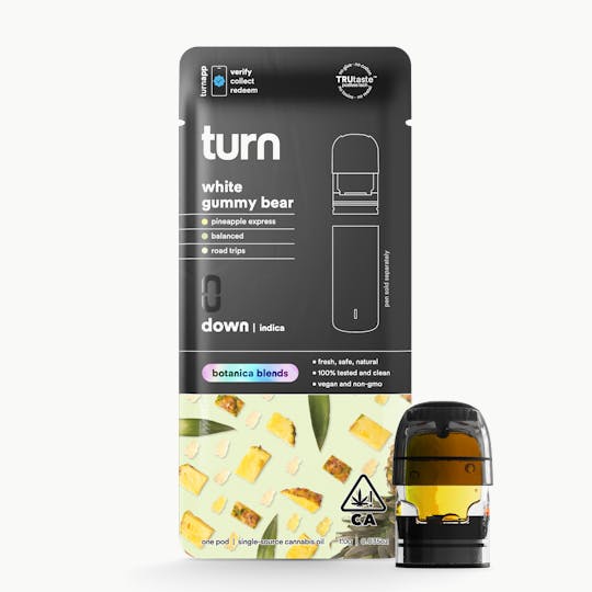 turn - 1.0g pod | white gummy bear | botanica blends | down | - 1