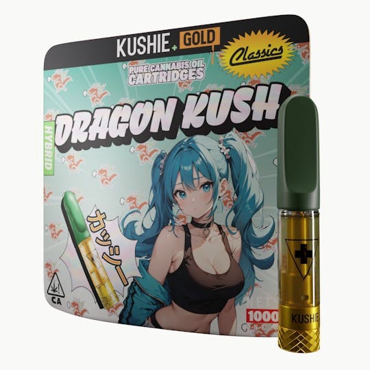 Kushie Brand - Dragon Kush (Hybrid) - Kushie+ Gold 1G Vape Cartridge - 1