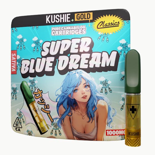 Kushie Brand - Super Blue Dream (Sativa) - Kushie+ Gold 1G Vape Cartridge - 1